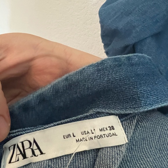 Zara Denim Mini Balloon Sleeve Dress - Picture 13 of 13